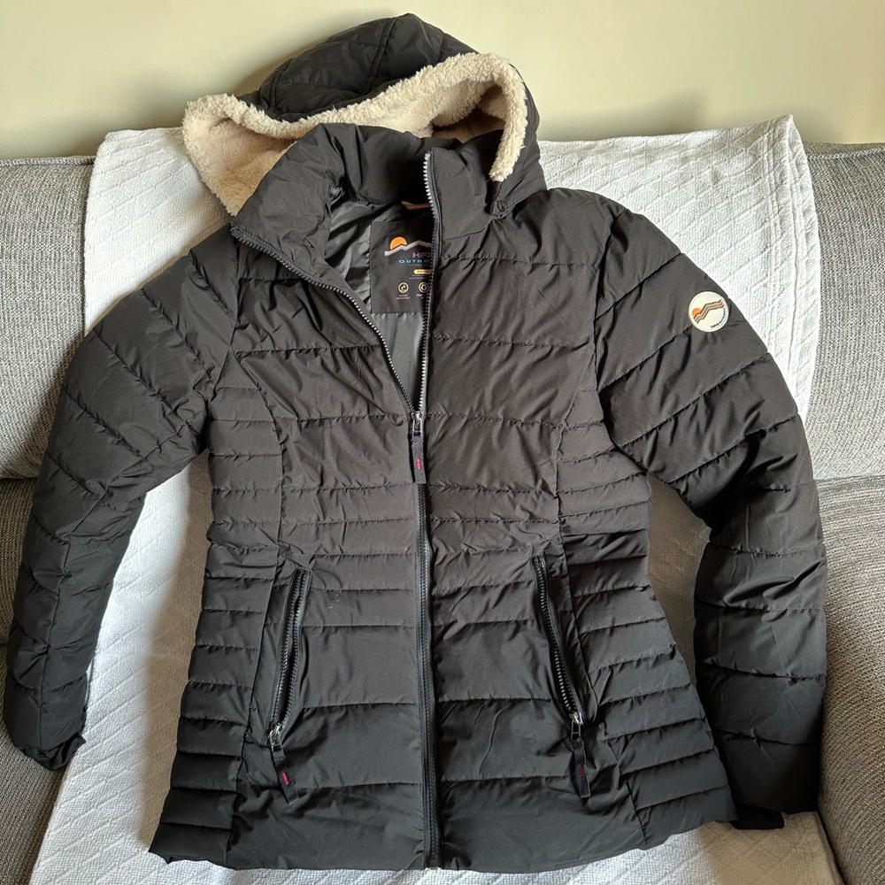 HFX Outdoors Black Puffer Coat with Detachable Hood